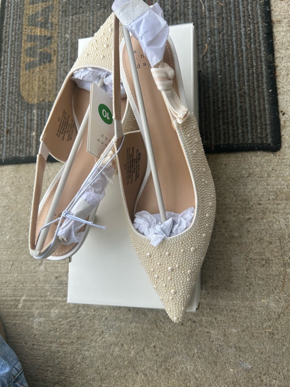 a new day Ivory Pearl-Embellished Pointed Slingback Mules - Picture 5 of 6